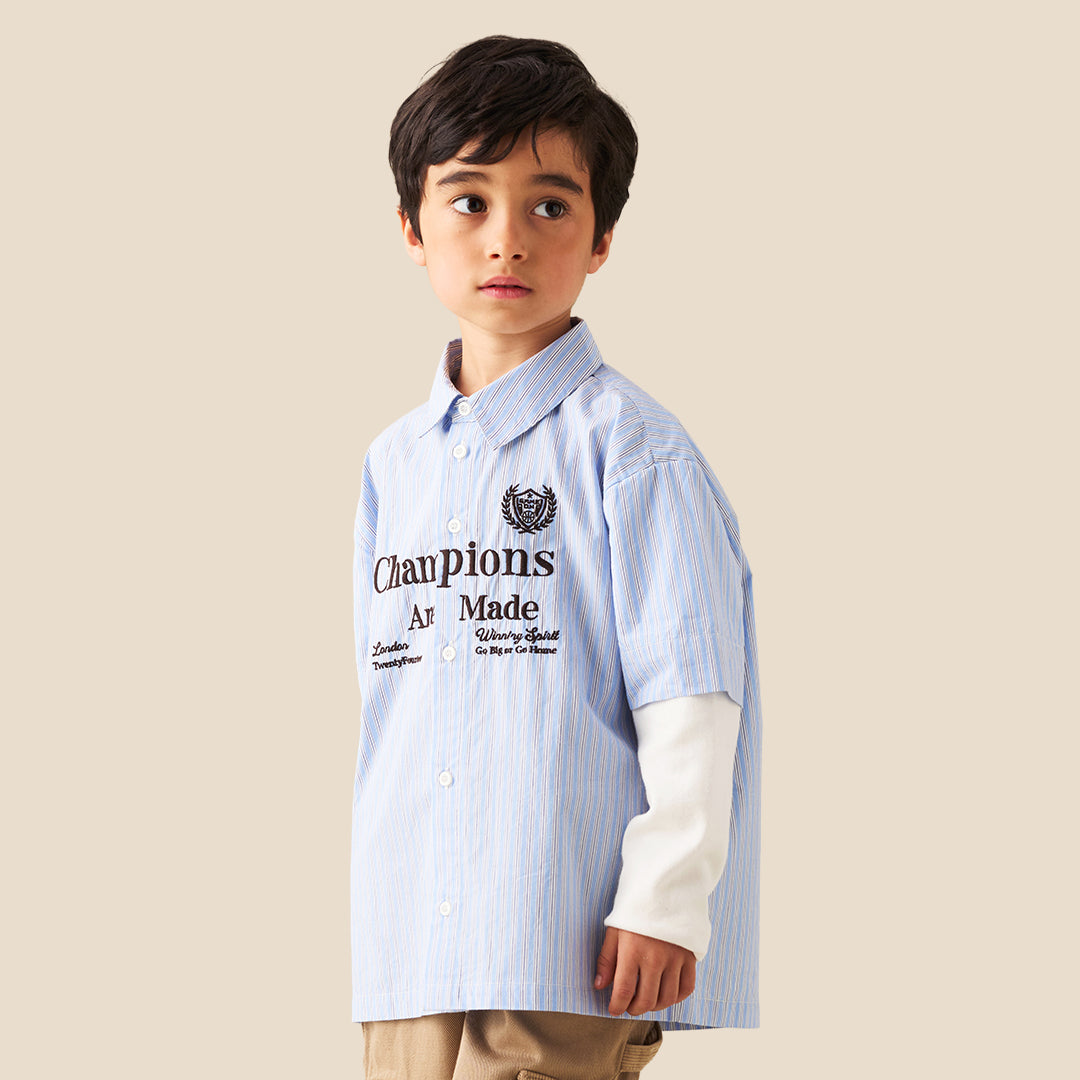 Boys Printed Blue Shirts - Angel & Rocket
