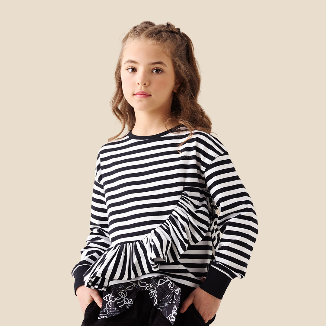Angel & Rocket Girls Yarn Dyed Black T-Shirts