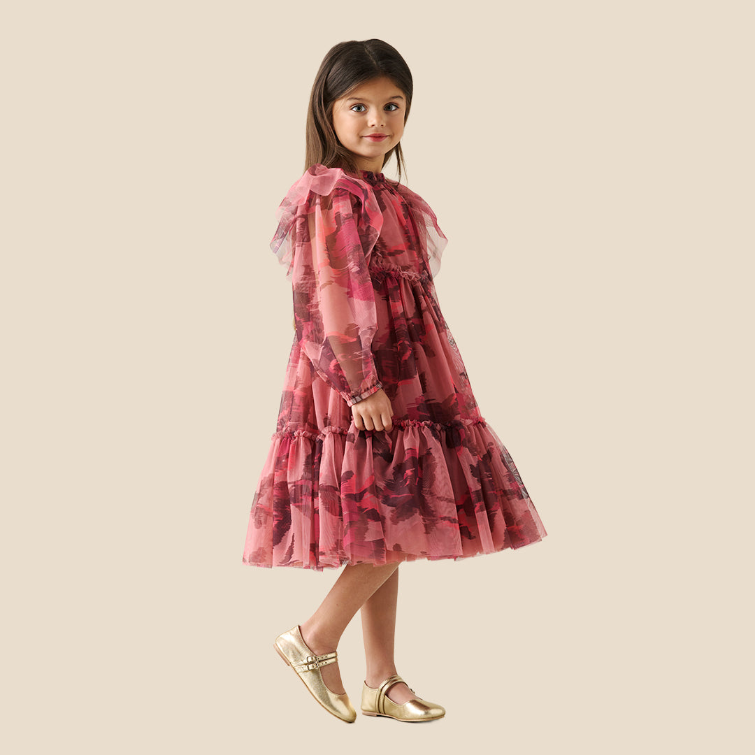 Girls Printed Orange Dresses - Angel & Rocket