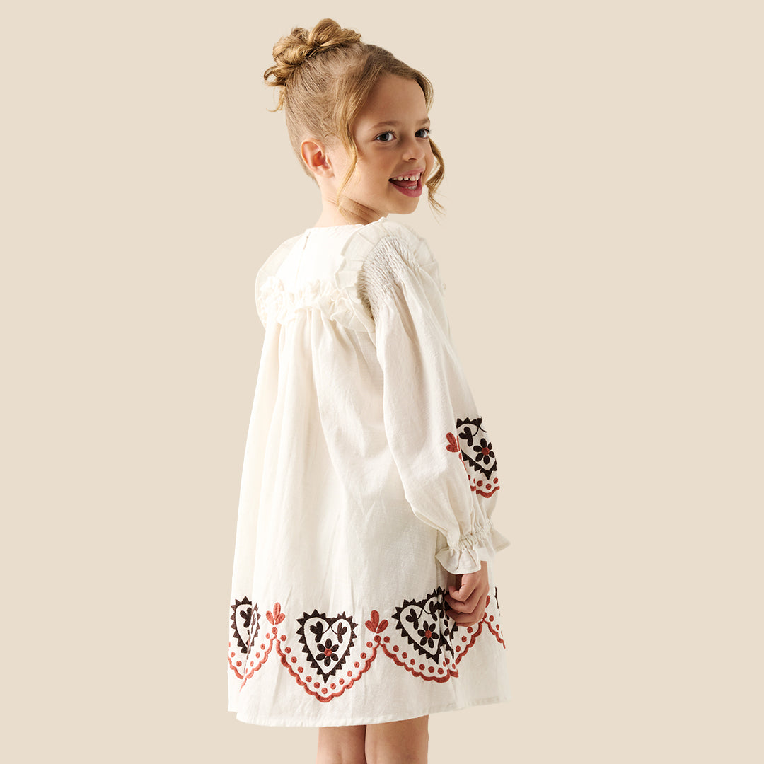 Angel & Rocket Girls Solid Cream Dresses