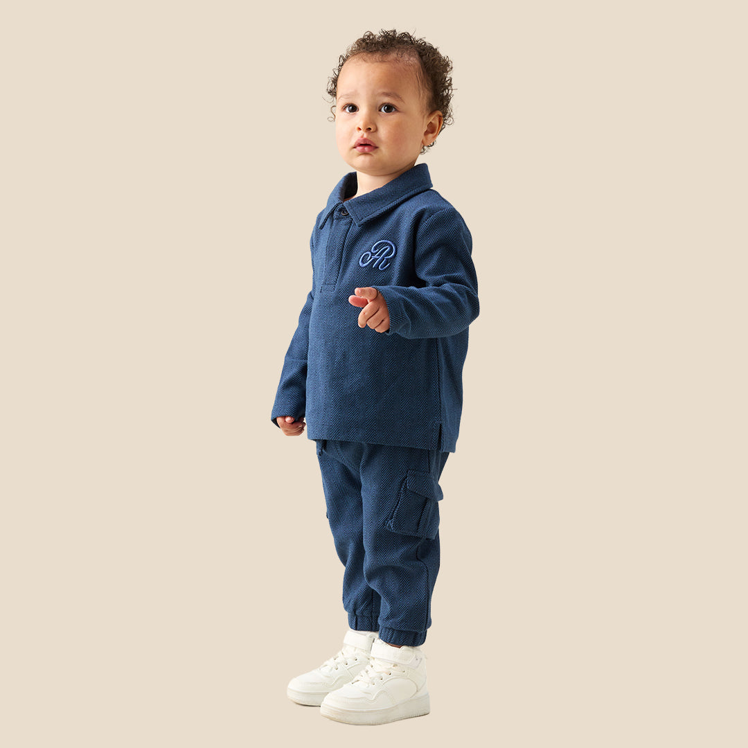 Baby Boys Solid Blue Clothing Set - Angel & Rocket