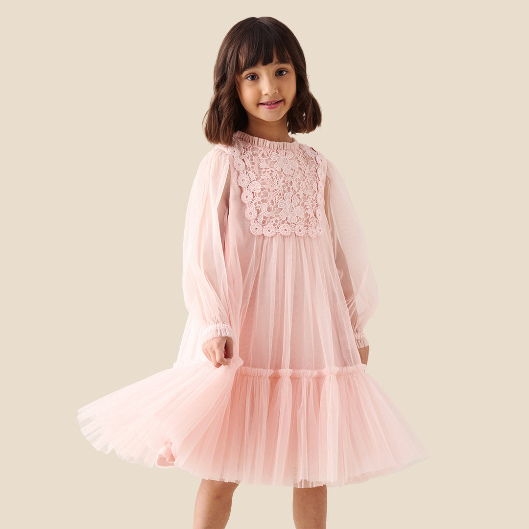 Girls Solid Pink Dresses - Angel & Rocket