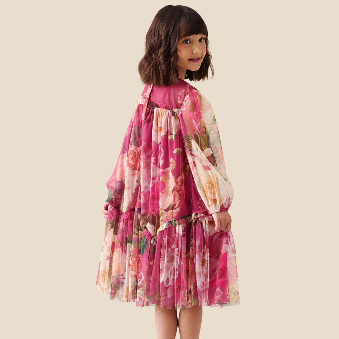 Angel & Rocket Girls Printed Pink Dresses