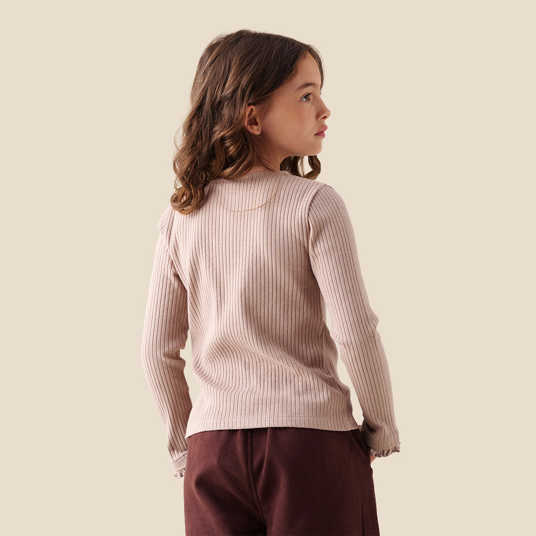Girls Solid Brown T-shirts - Angel & Rocket