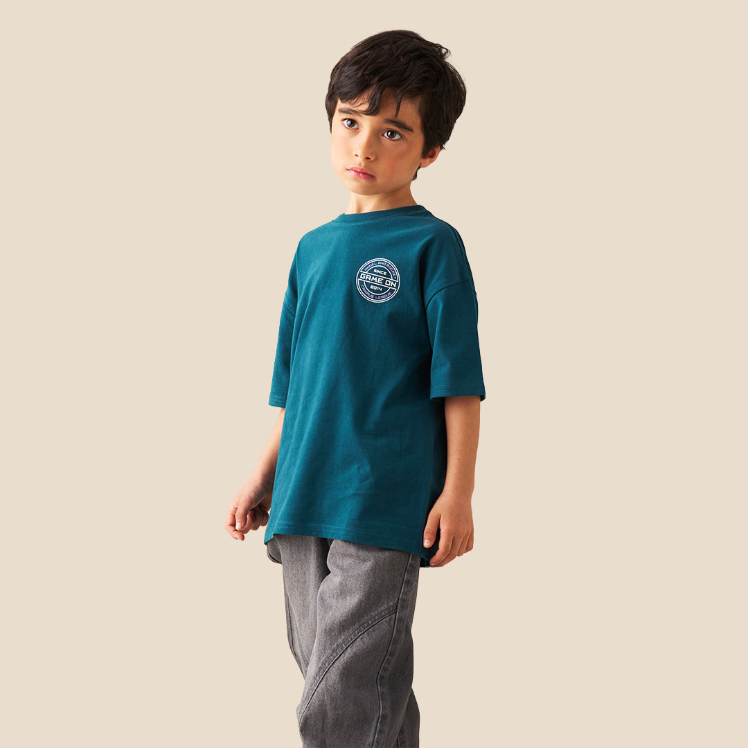 Angel & Rocket Boys Printed Blue T-Shirts