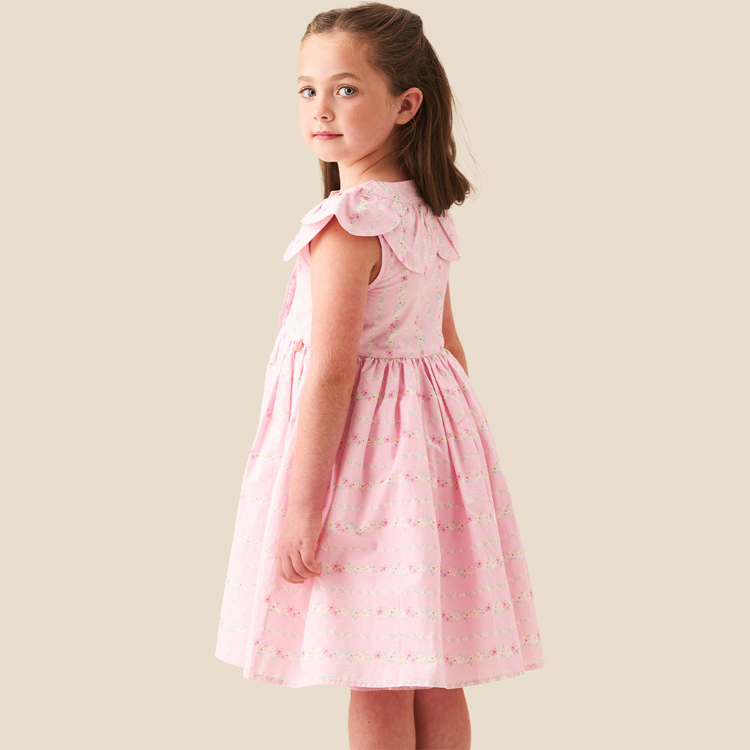 Ellery Floral Stripe Petal Collar Dress - Angel & Rocket