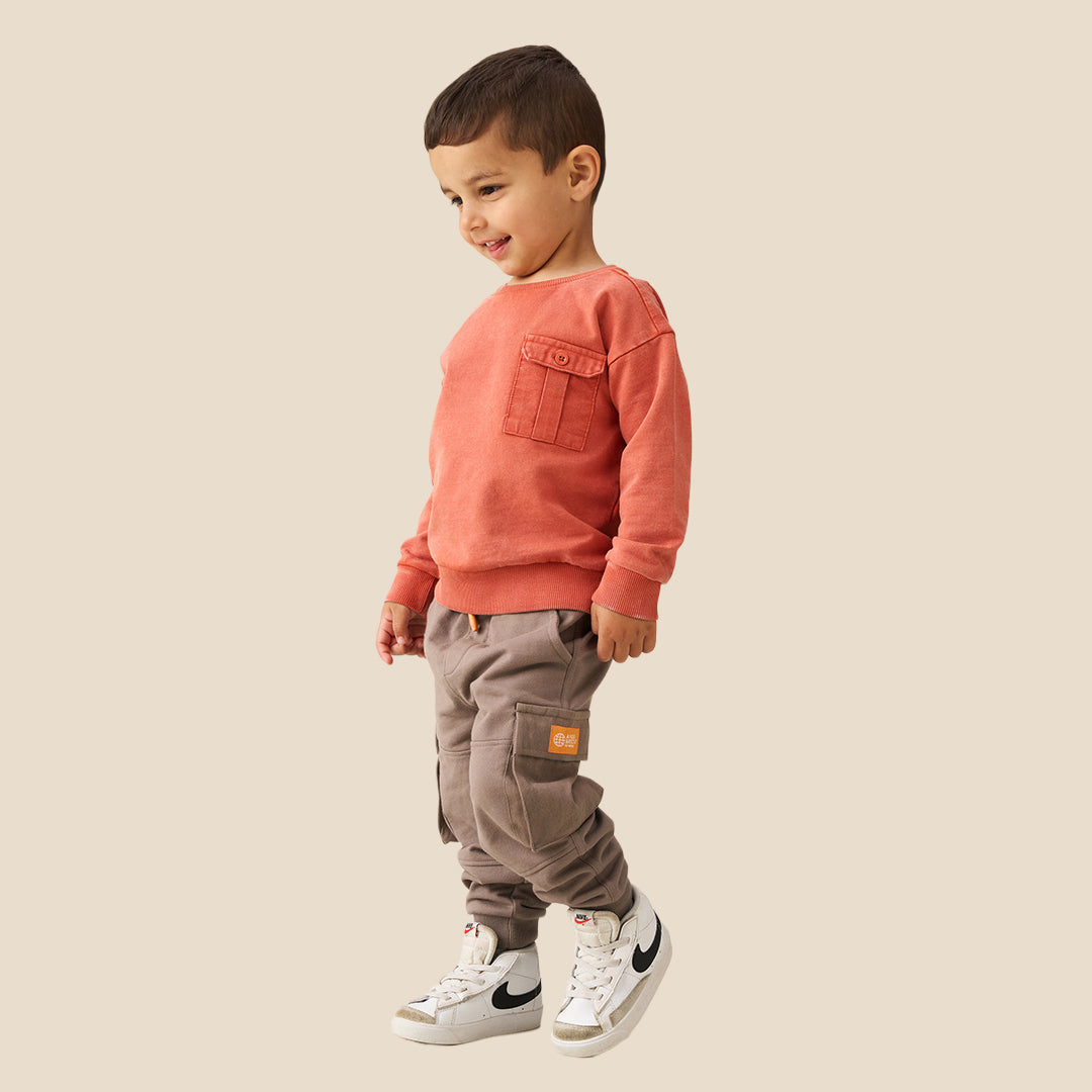 Baby Boys Solid Orange Sweatshirts - Angel & Rocket