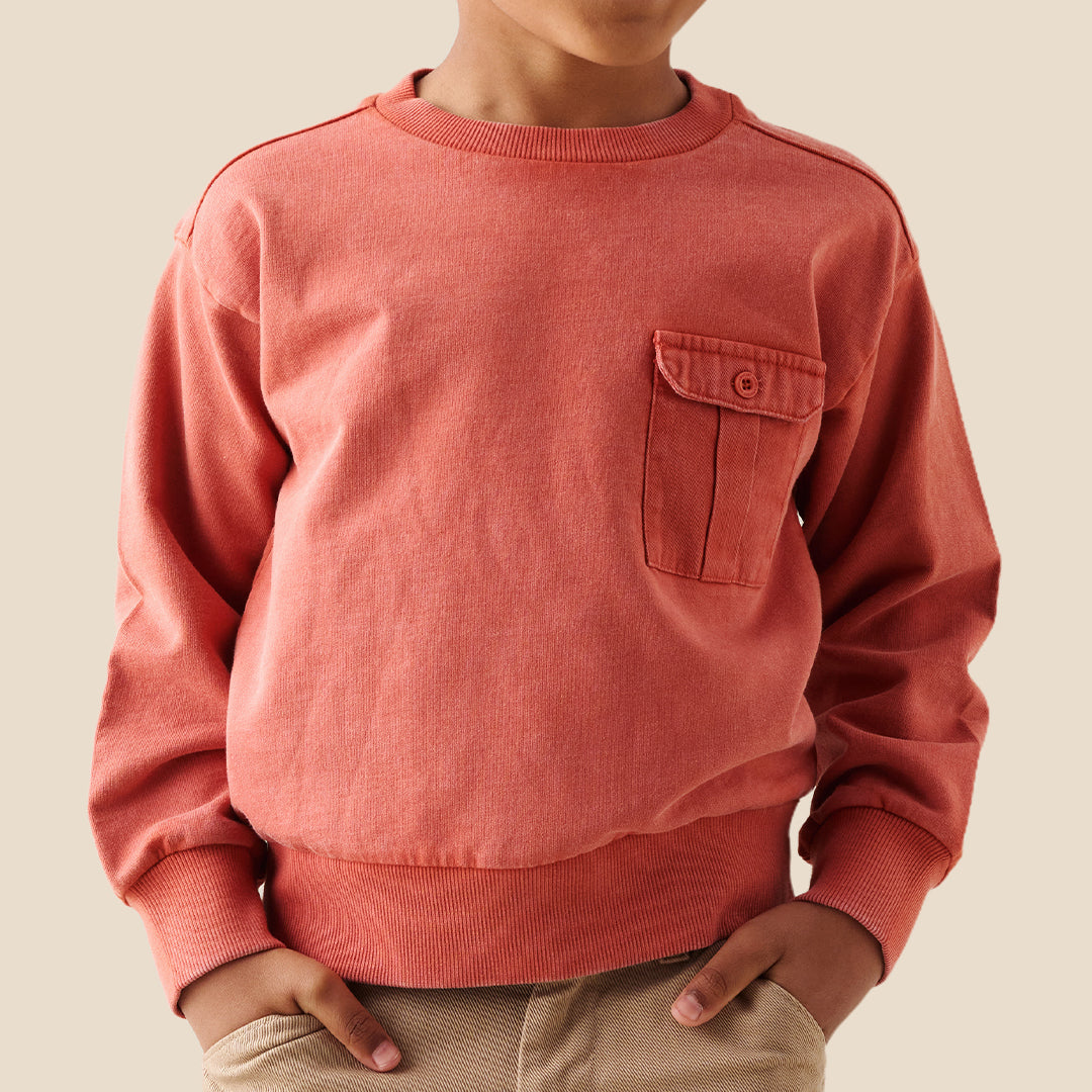 Boys Solid Orange Sweatshirts - Angel & Rocket