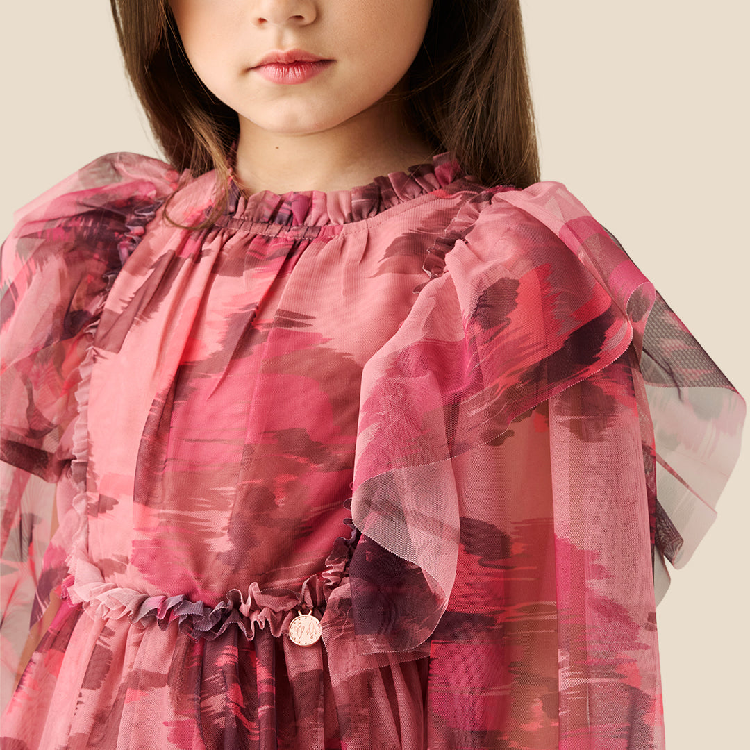 Girls Printed Orange Dresses - Angel & Rocket