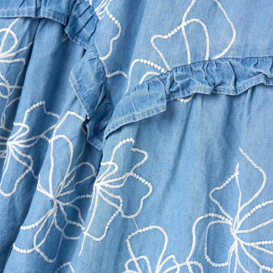 Maya Embroidered Denim Dress - Angel & Rocket