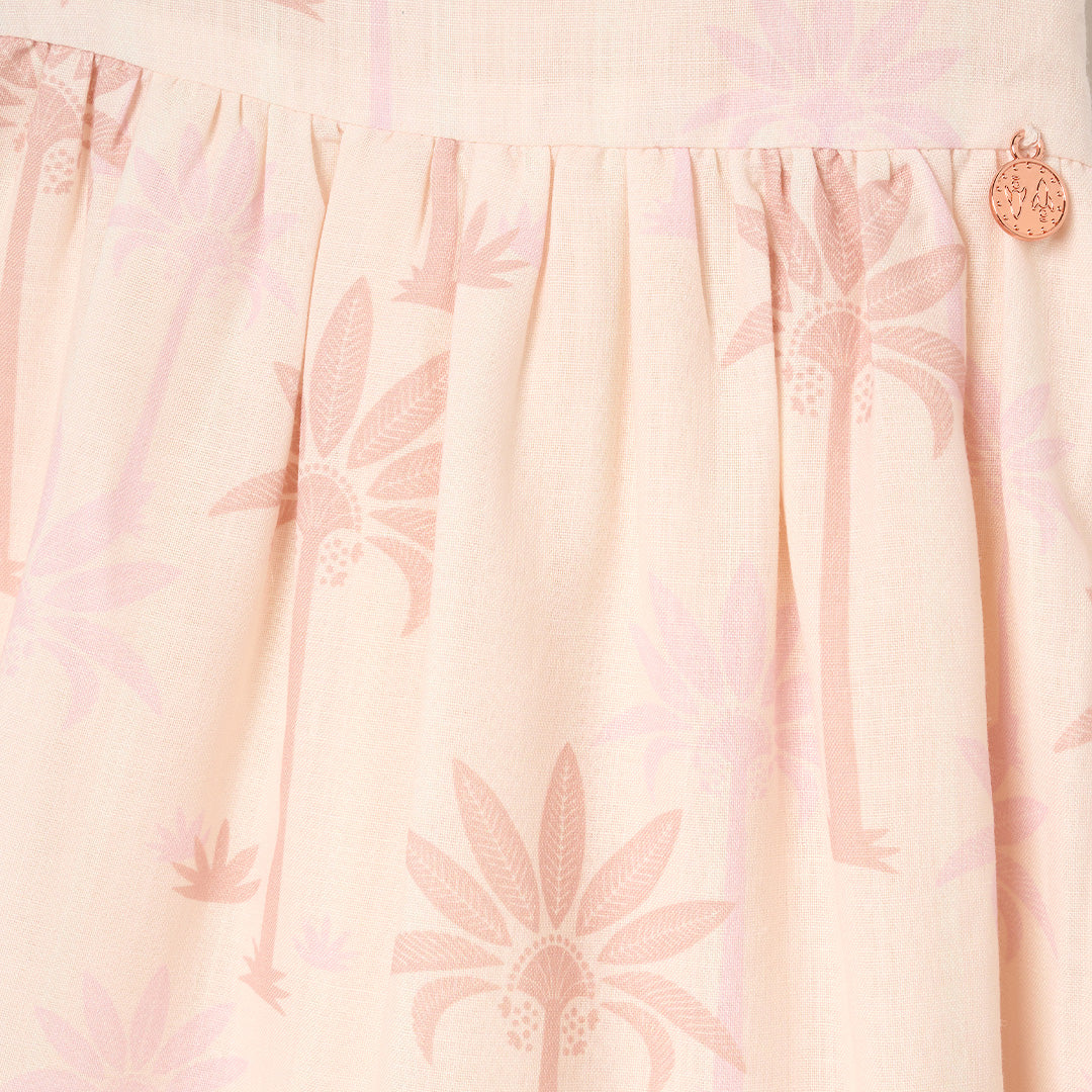 Sarah Natural Palm Print Dress - Angel & Rocket