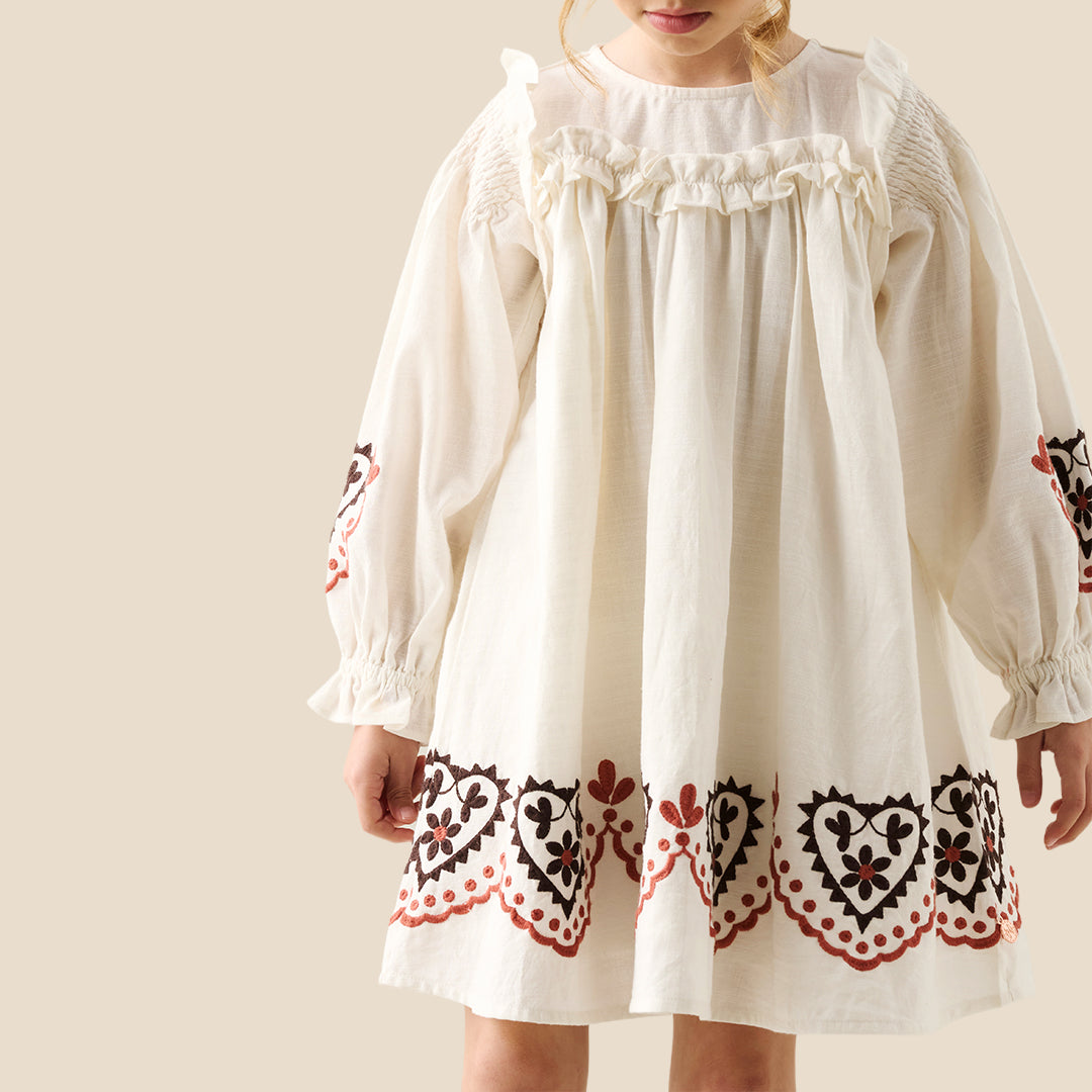 Angel & Rocket Girls Solid Cream Dresses