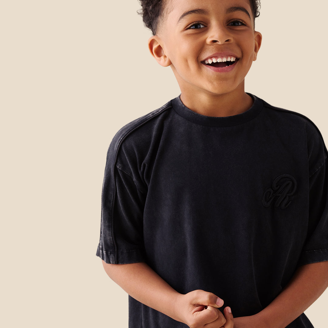 Angel & Rocket Boys Solid Black T-Shirts