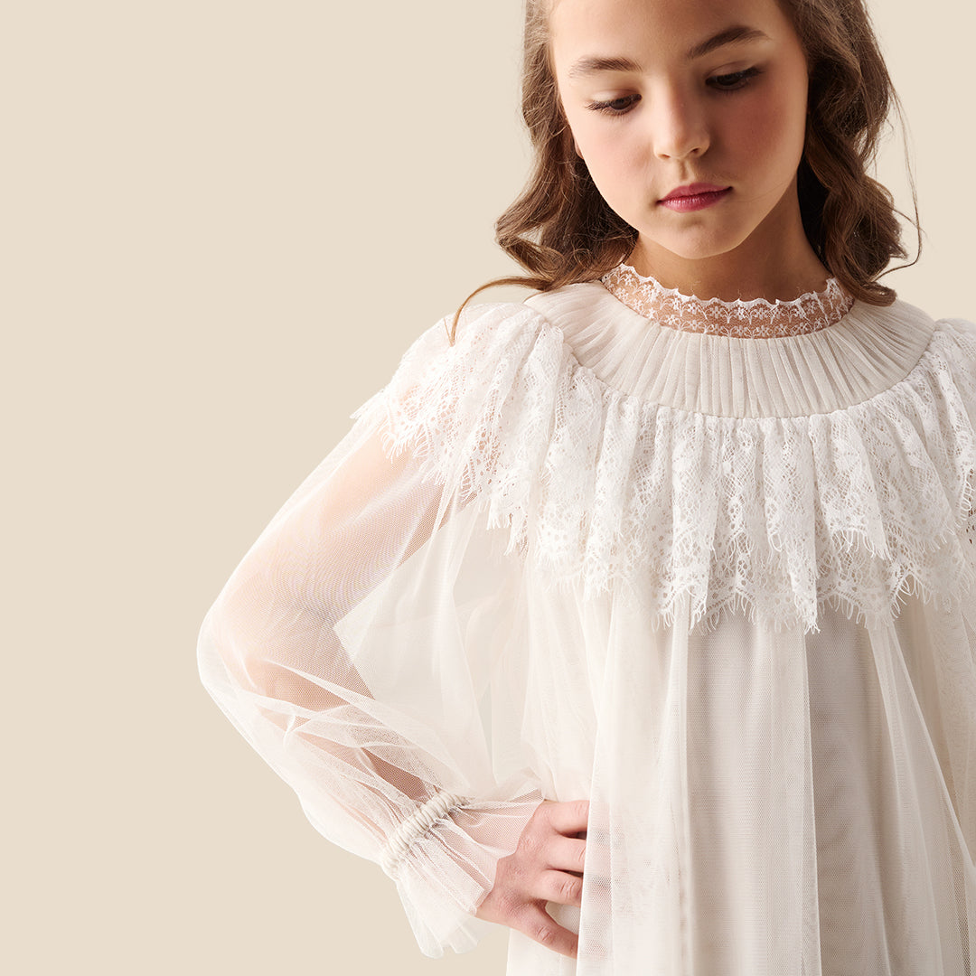 Girls Printed Cream Dresses - Angel & Rocket