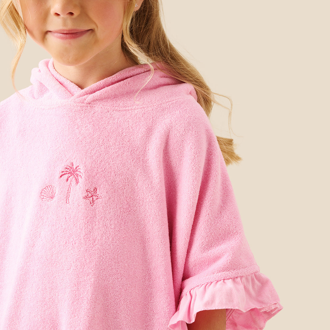 Shelley Embroidered Towelling Poncho - Angel & Rocket