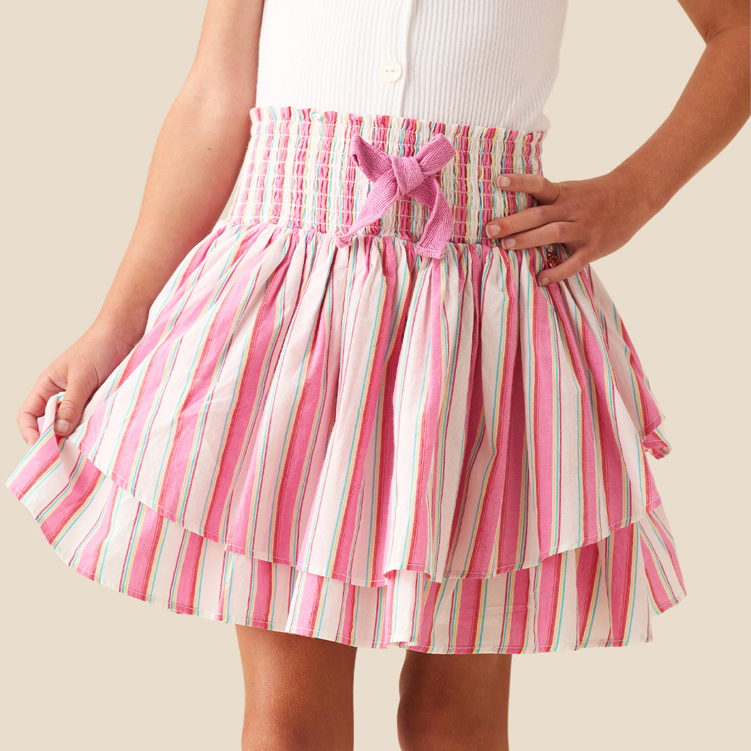 Tammy Stripe Shirred Waist Mini Skirt