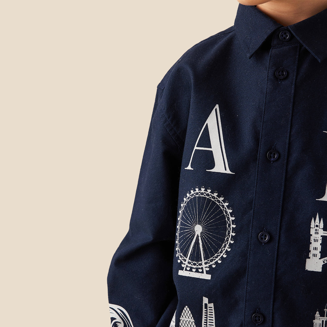 Angel & Rocket Boys Yarn Dyed Navy Shirts