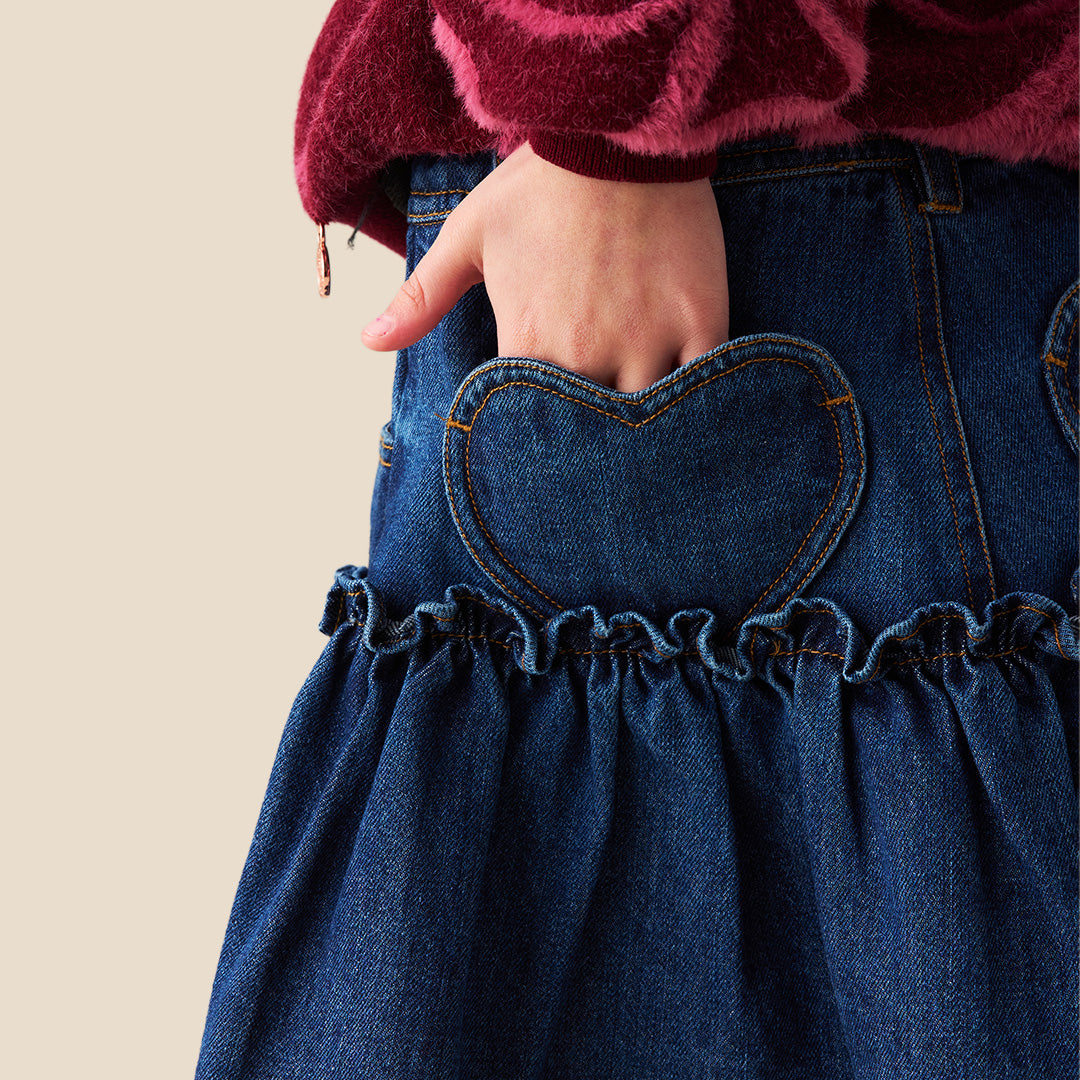 Girls Solid Blue Skirt - Angel & Rocket