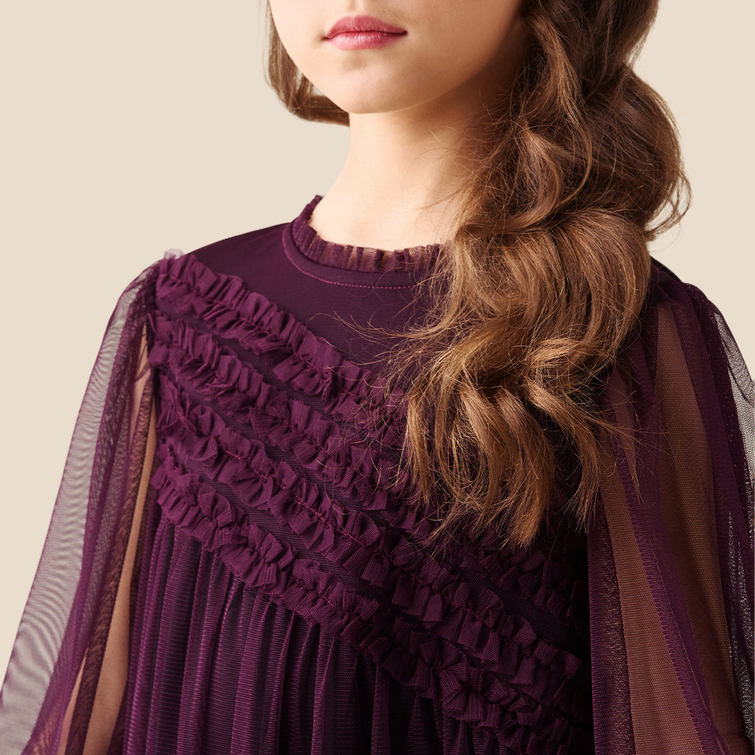 Girls Solid Purple Dresses
