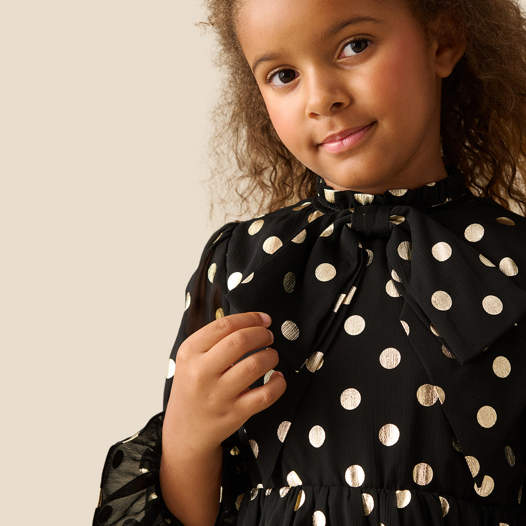 Dakota Black Polkadot Bow Dress