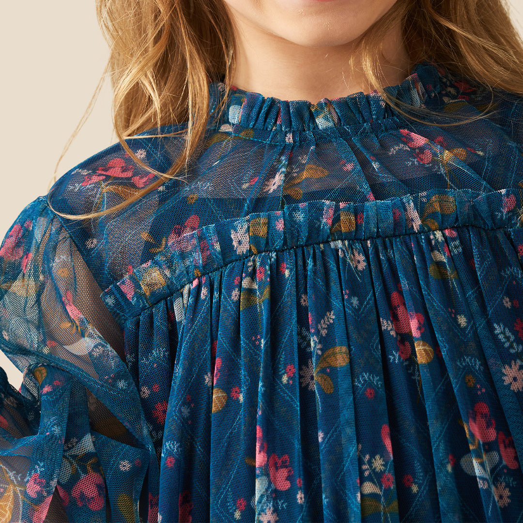 Angel & Rocket Girls Printed Blue Dresses