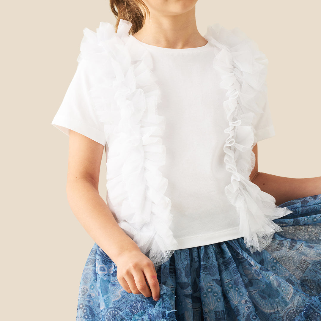 Girls Solid White T-shirts - Angel & Rocket
