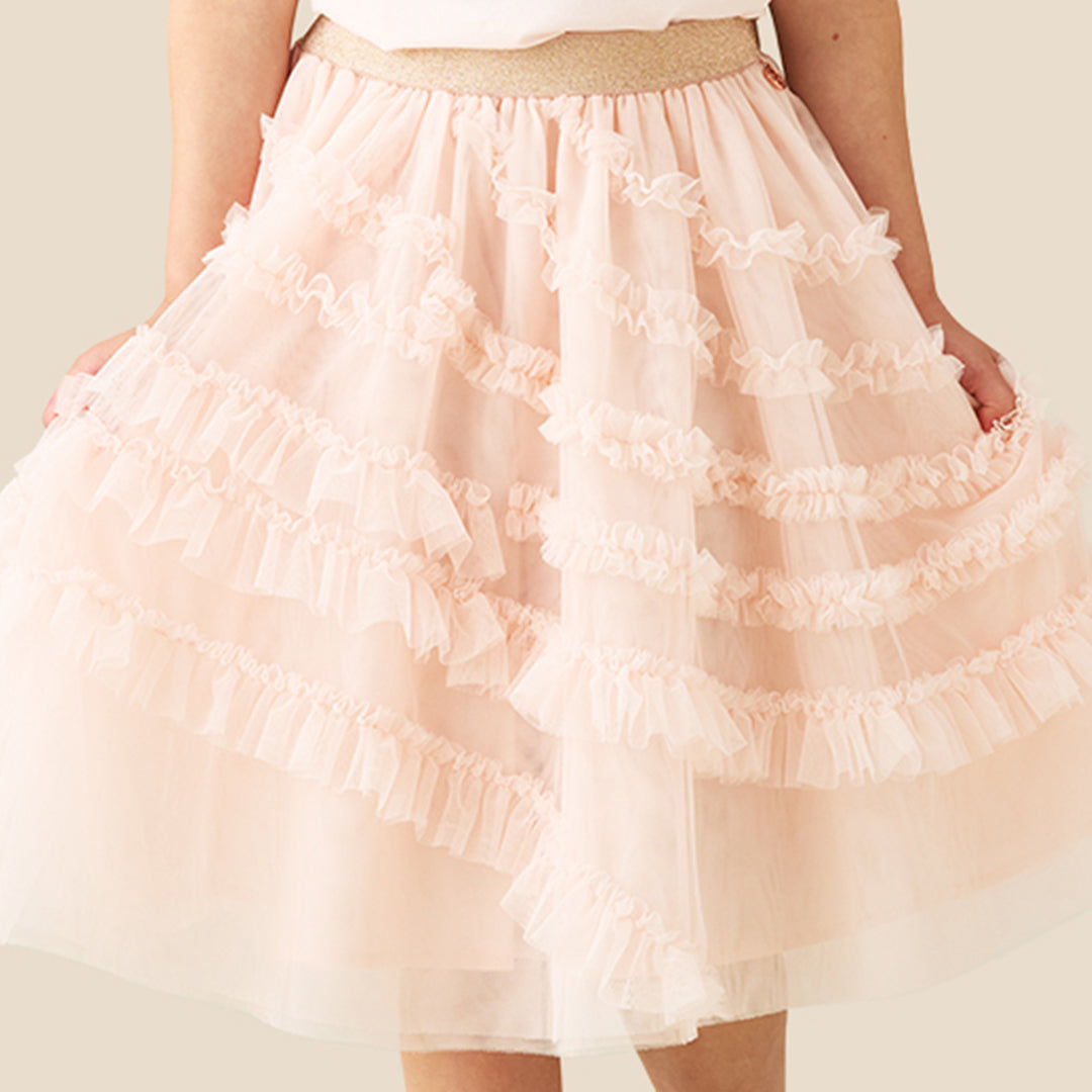 Sallie Asymmetric Mesh Skirt - Pink