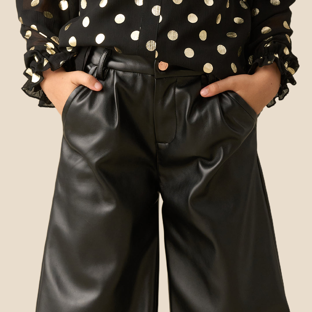 Angel & Rocket Girls Solid Black Trousers