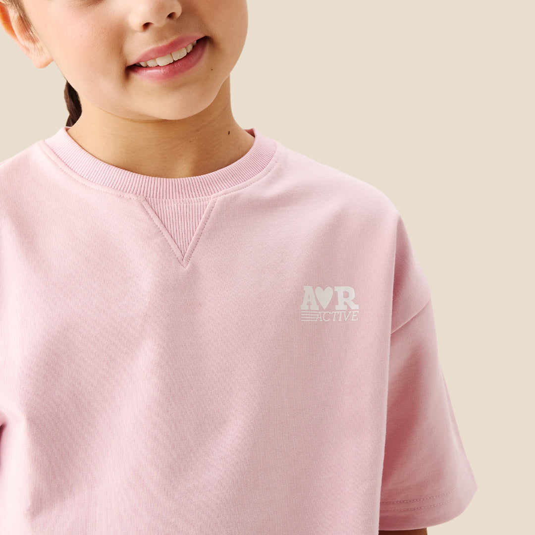 Romy Pink Boxy Short Sleeve Sweat - Angel & Rocket