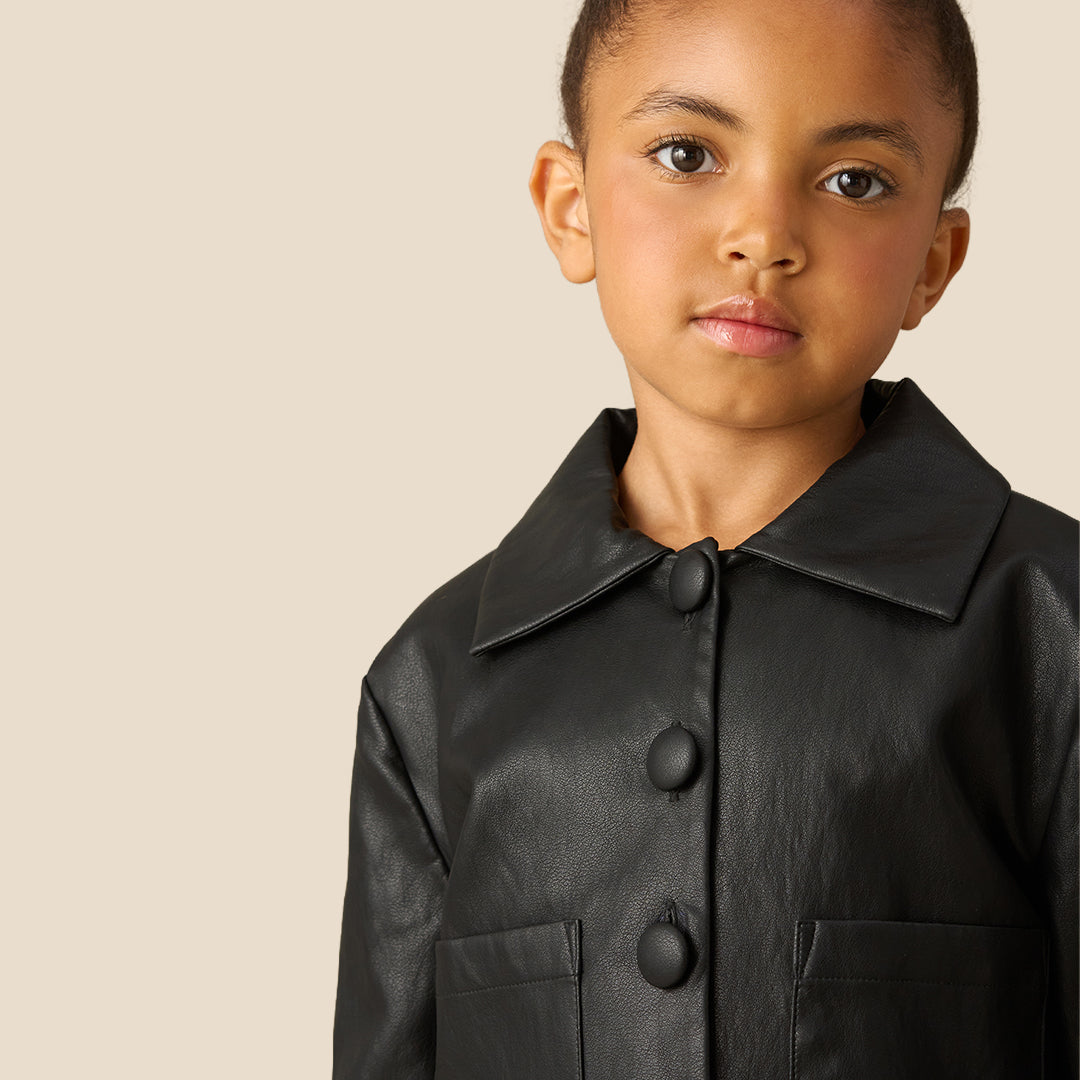 Tara Faux Leather Cropped Jacket
