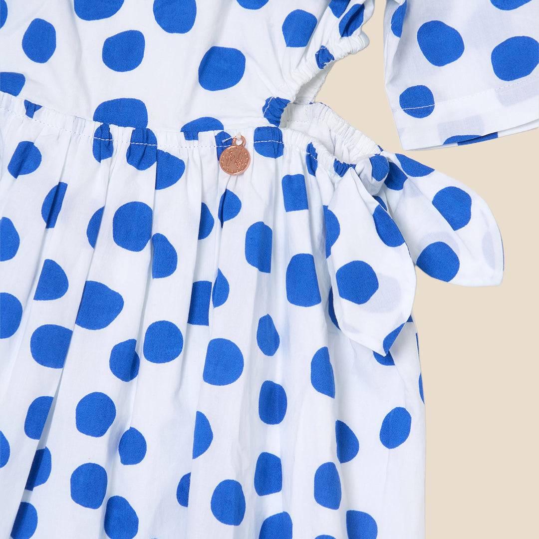 Amara Blue Puff Sleeve Spot Dress