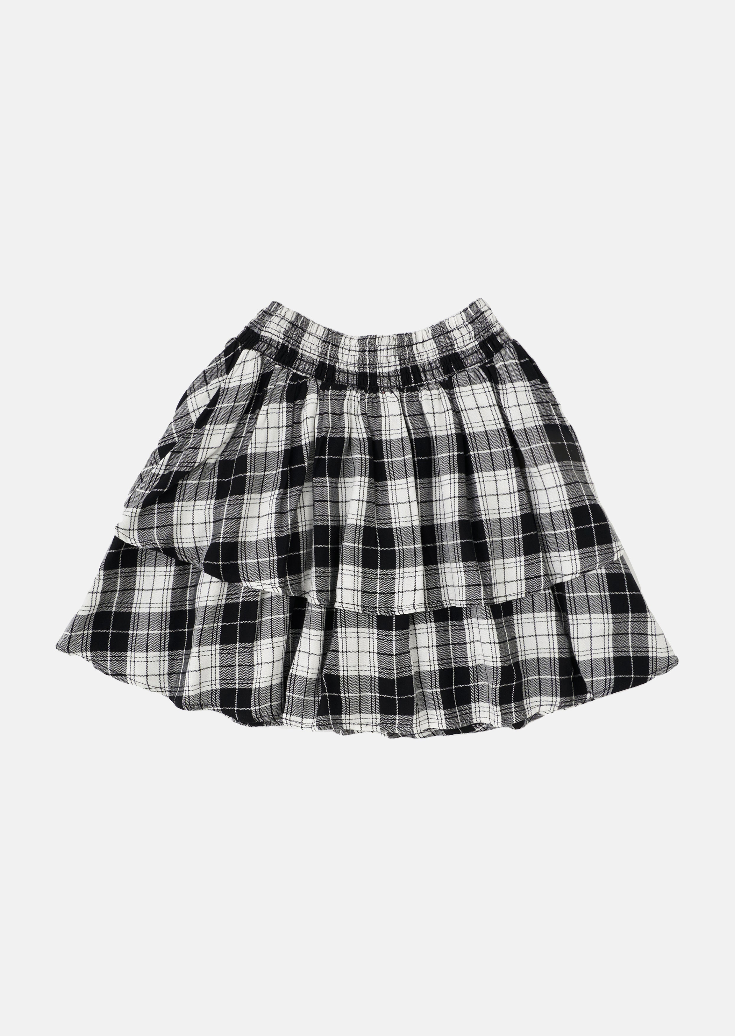 Girls Black and White Checked Skirt
