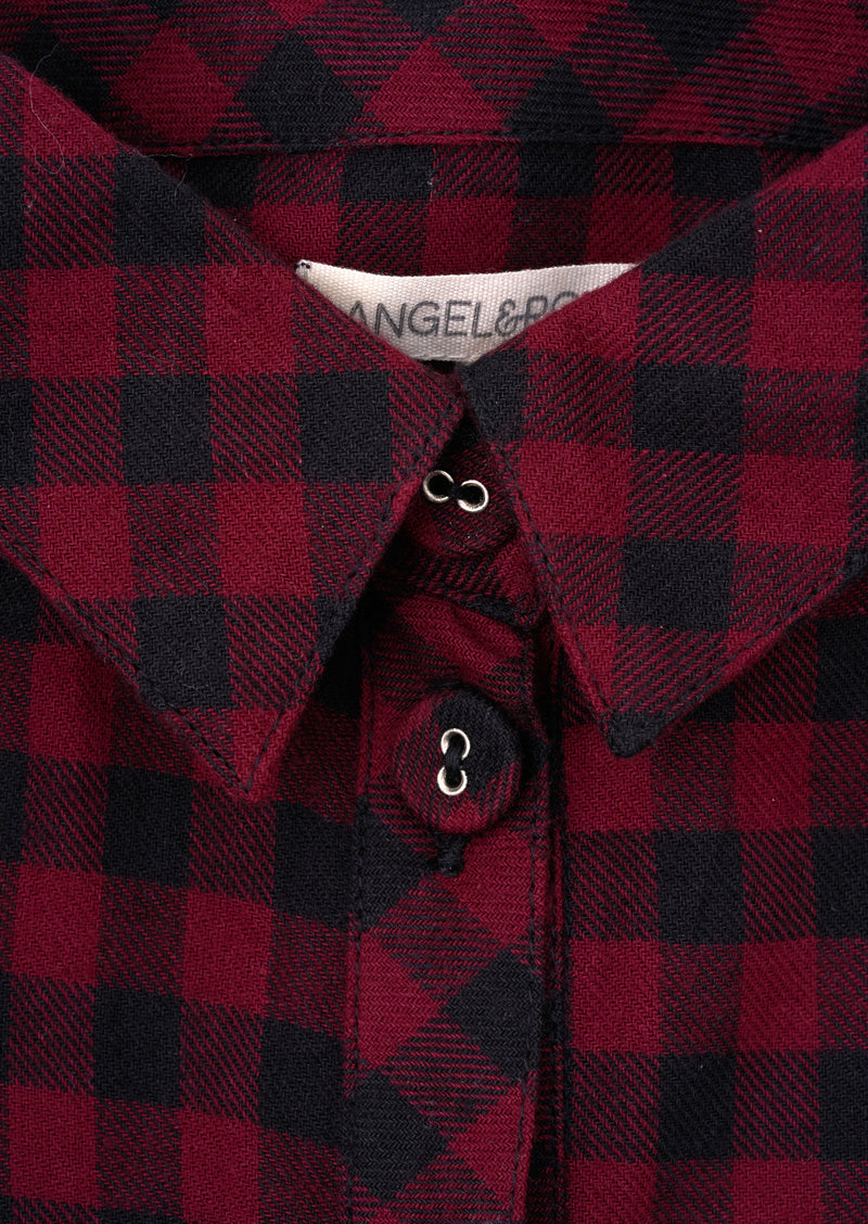Girls Red and Black Checked Shirt Dress