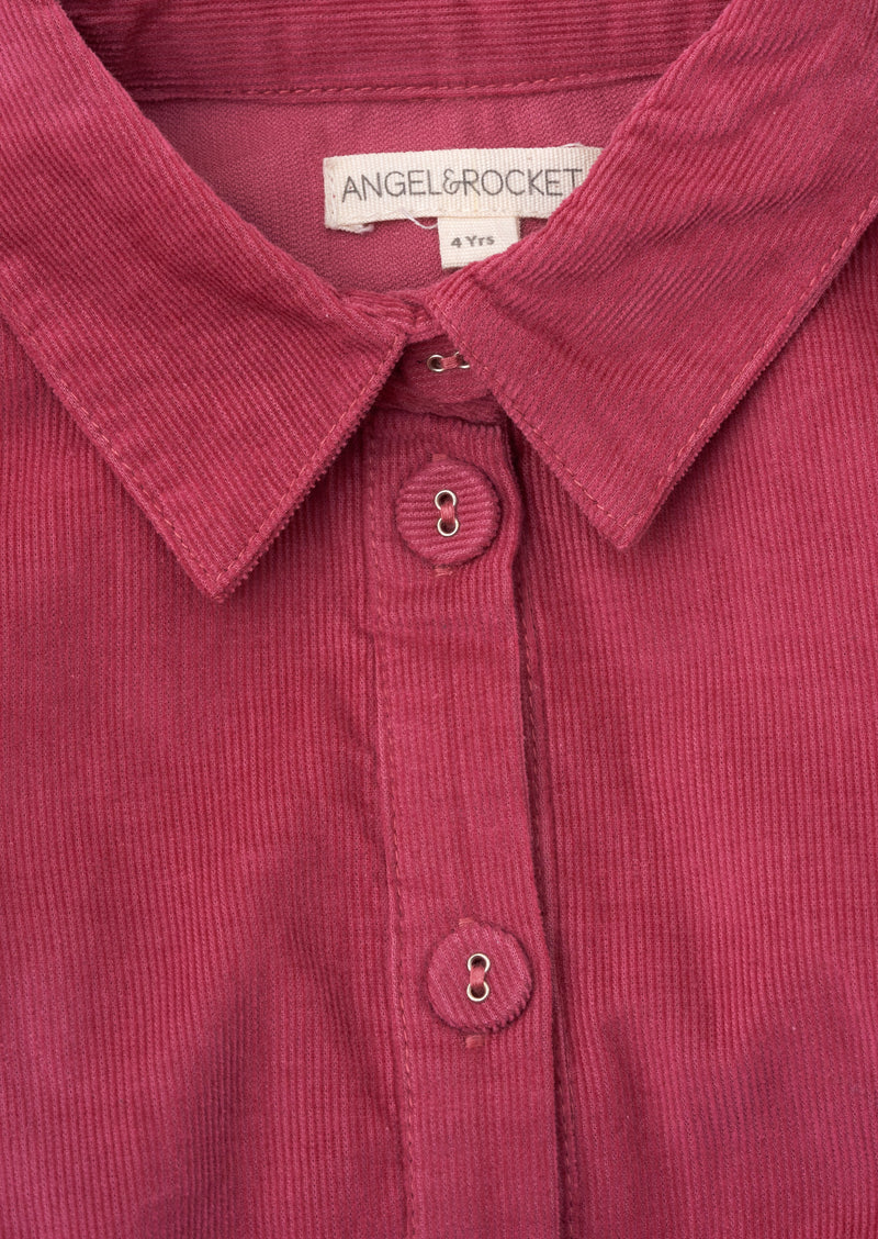 Girls Solid Pink Tiered Shirt Dress