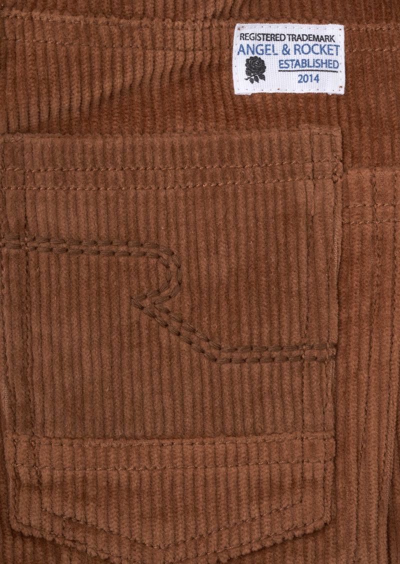 Boys Solid Brown Cord Joggers