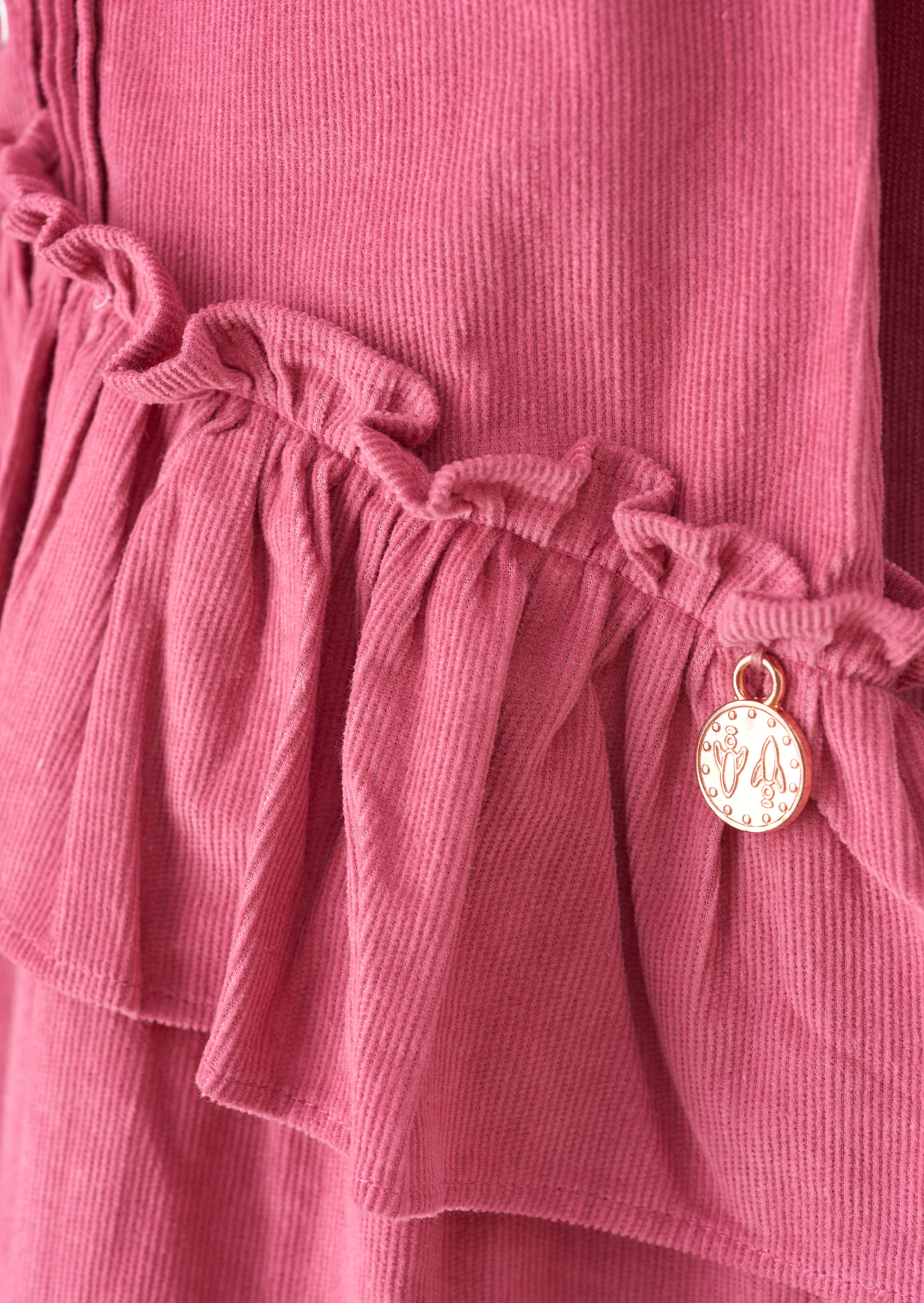 Girls Pink Cotton Peplum Shirt Dress