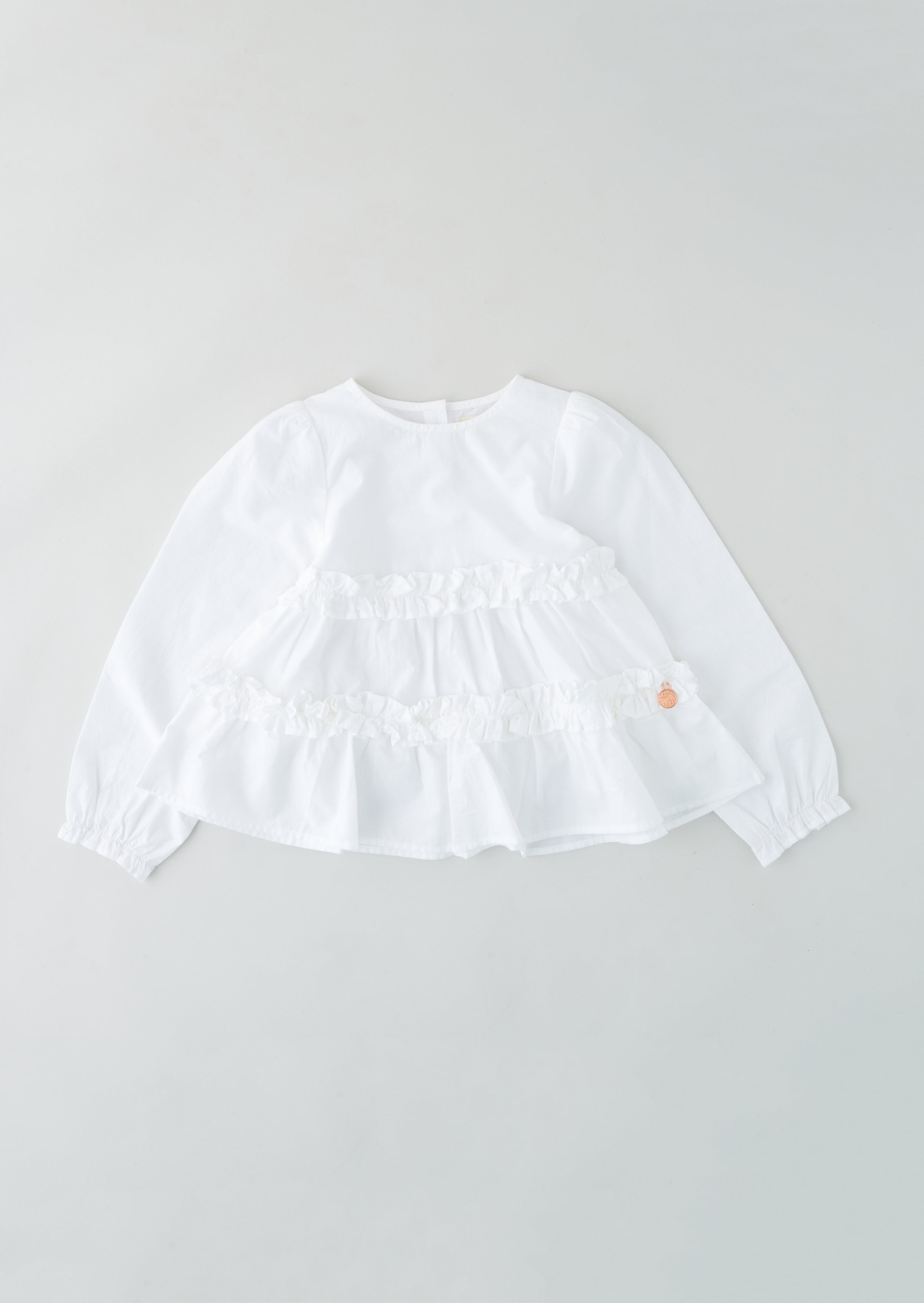 Girls White Tiered Smock Cotton Top
