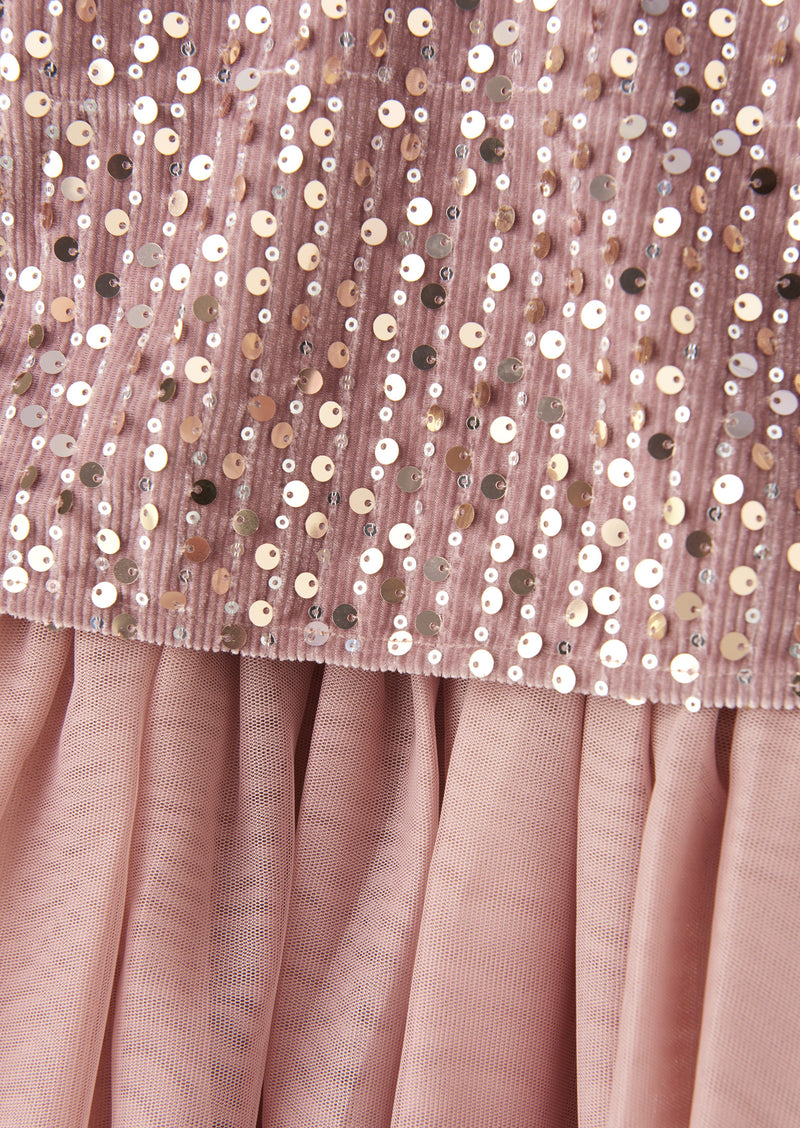 Girls Pink Sequins Embellished Dress