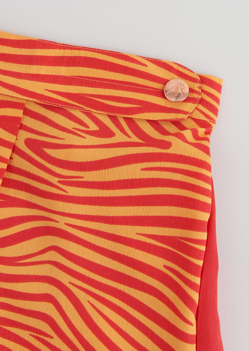 Girls Orange Zebra Stripe Printed Woven Culottes