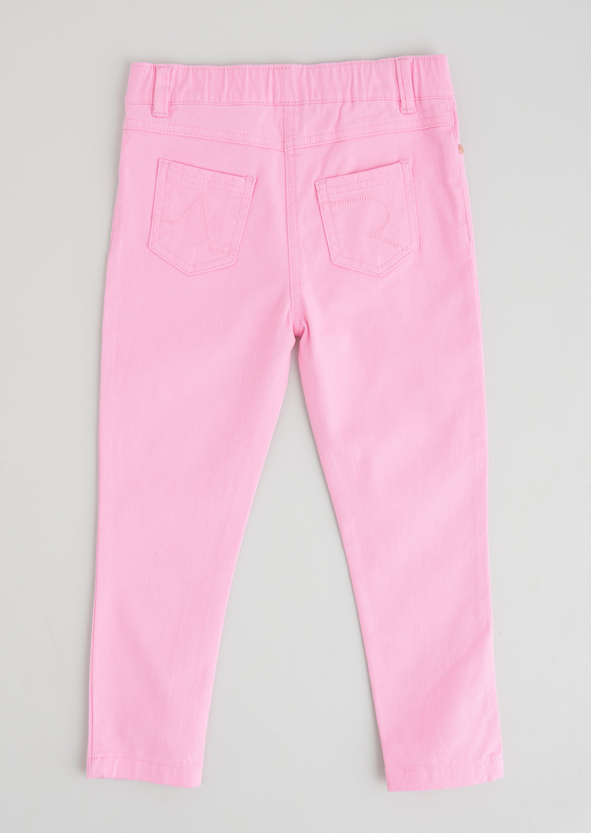 Girls Pink Woven Jeggings