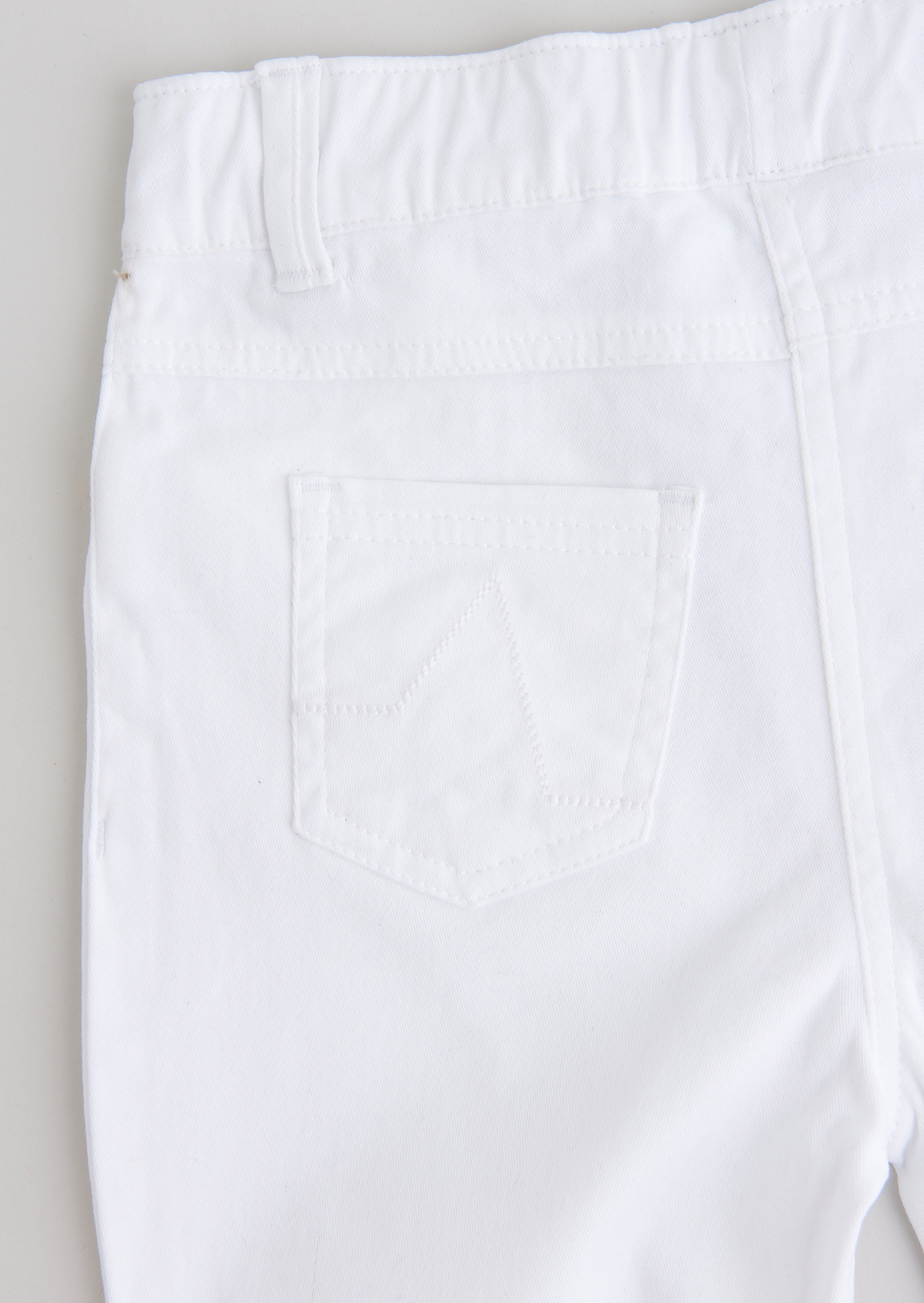 Girls Solid White Woven Jeggings