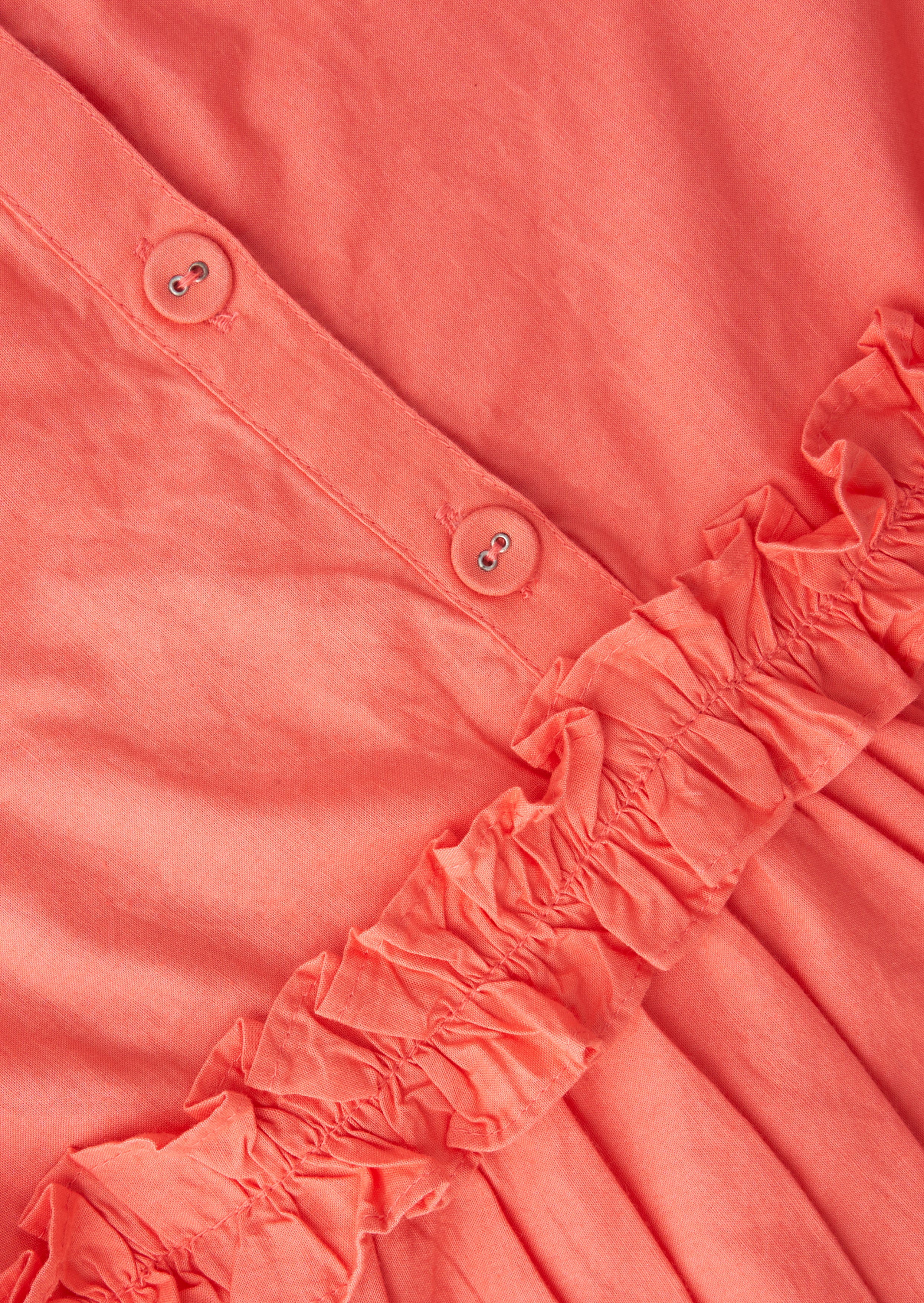 Girls Coral Pink Smocked Cotton Top