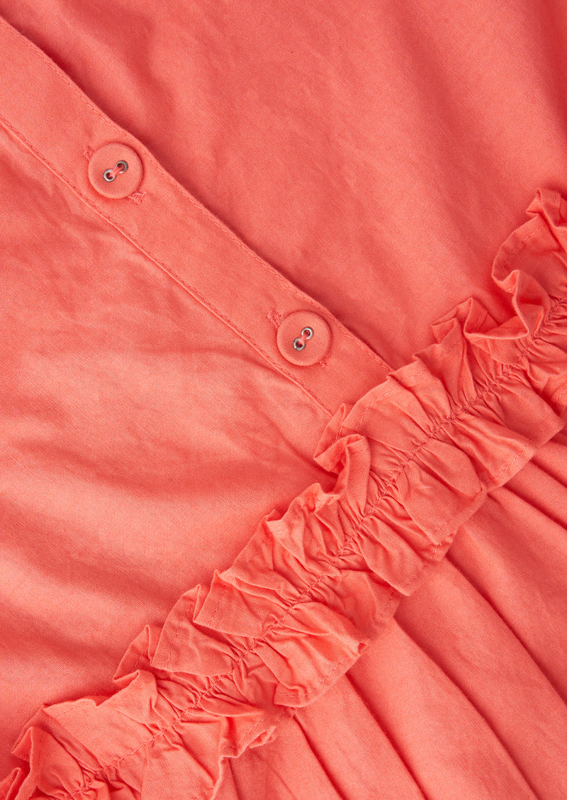 Girls Coral Pink Smocked Cotton Top