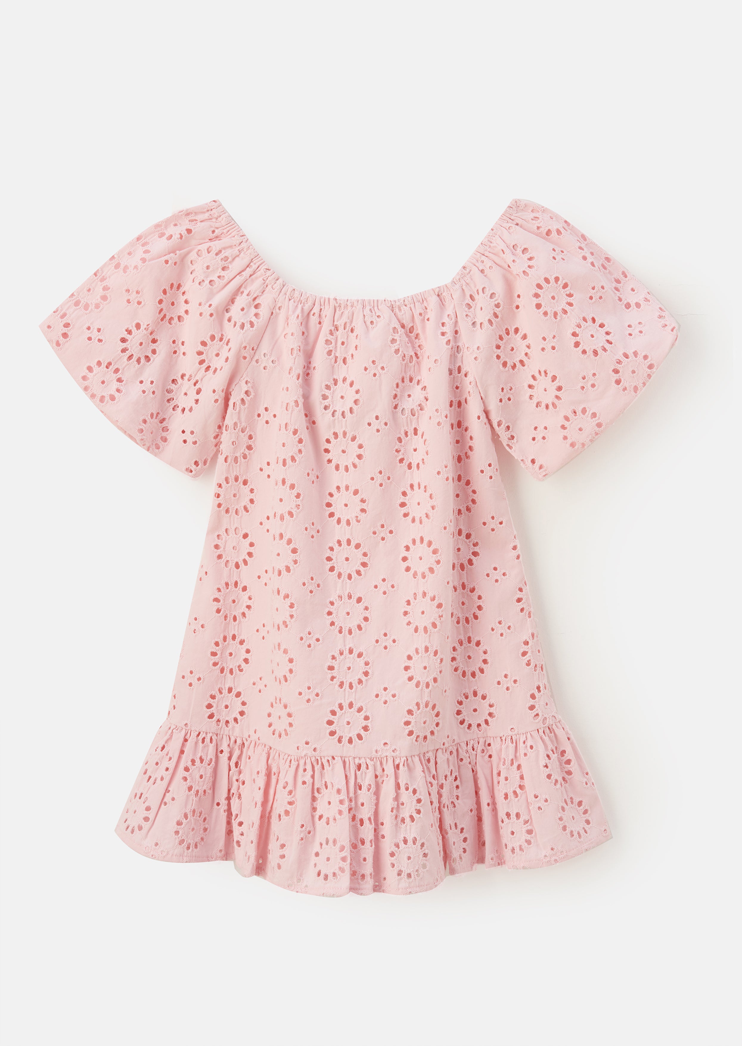 Girls Floral Embroidered Cotton Pink Top