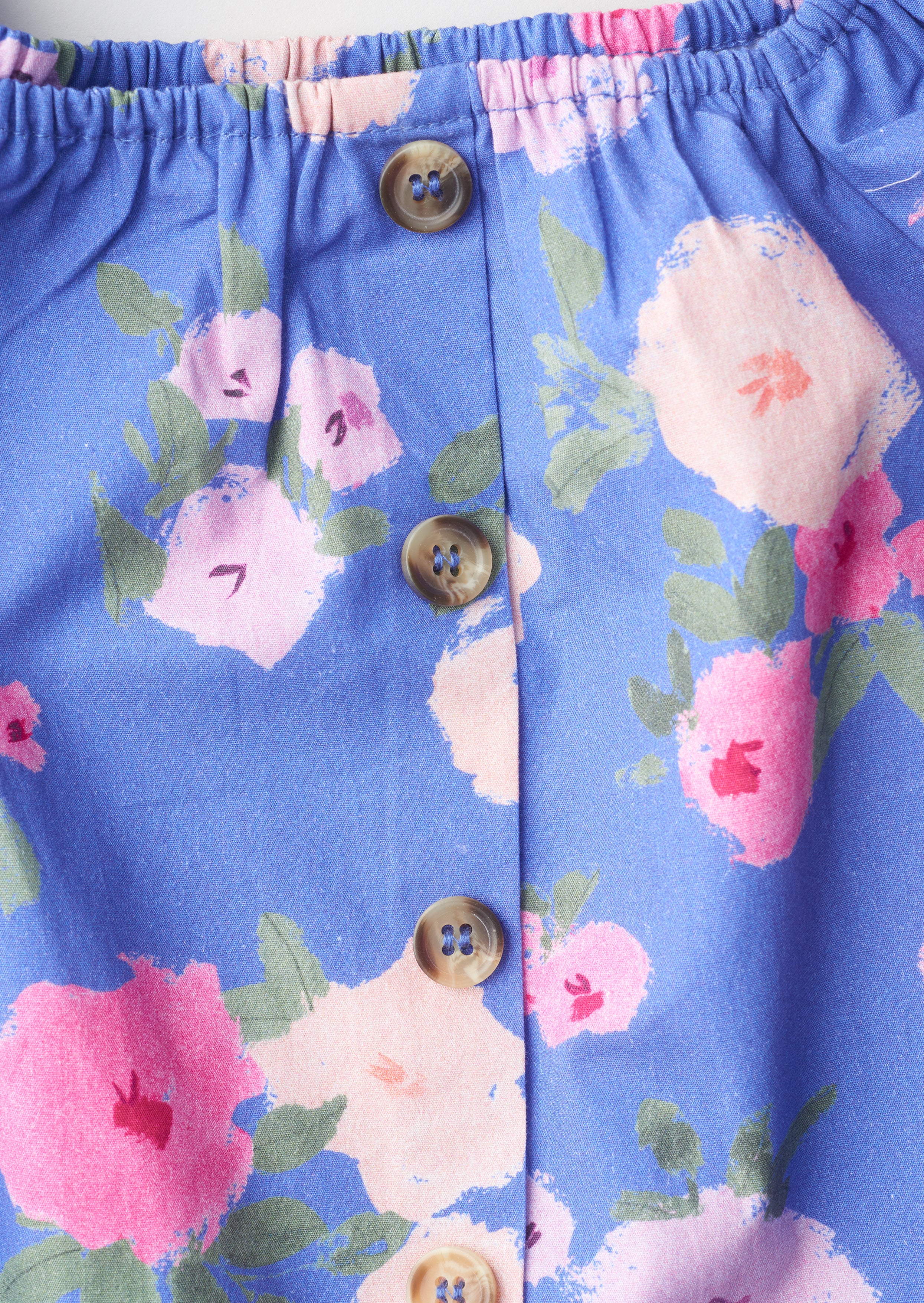 Girls Floral Printed Cotton Blue Shift Dress