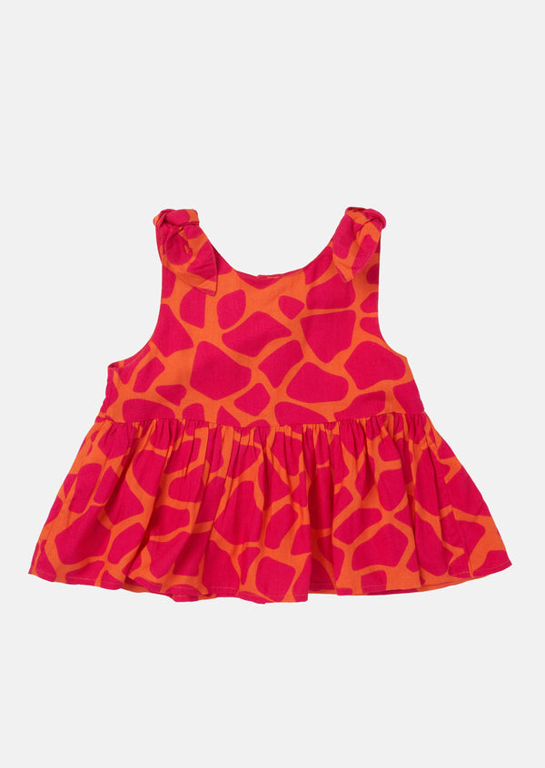 Girls Pink and Orange Giraffe printed Top