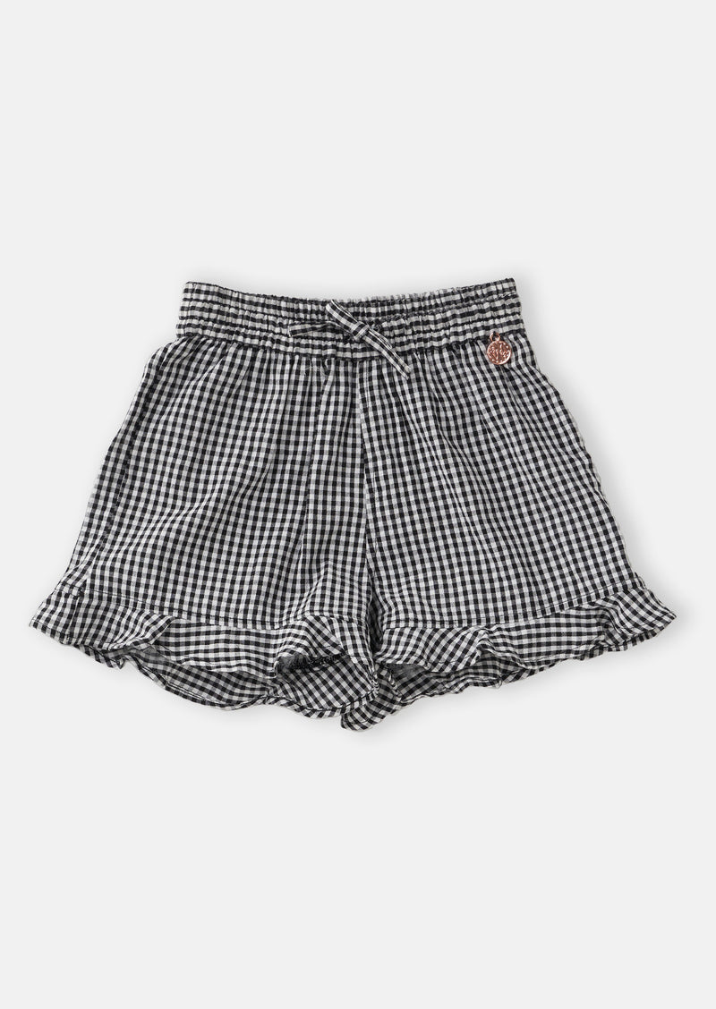 Girls Black and White Checked Shorts