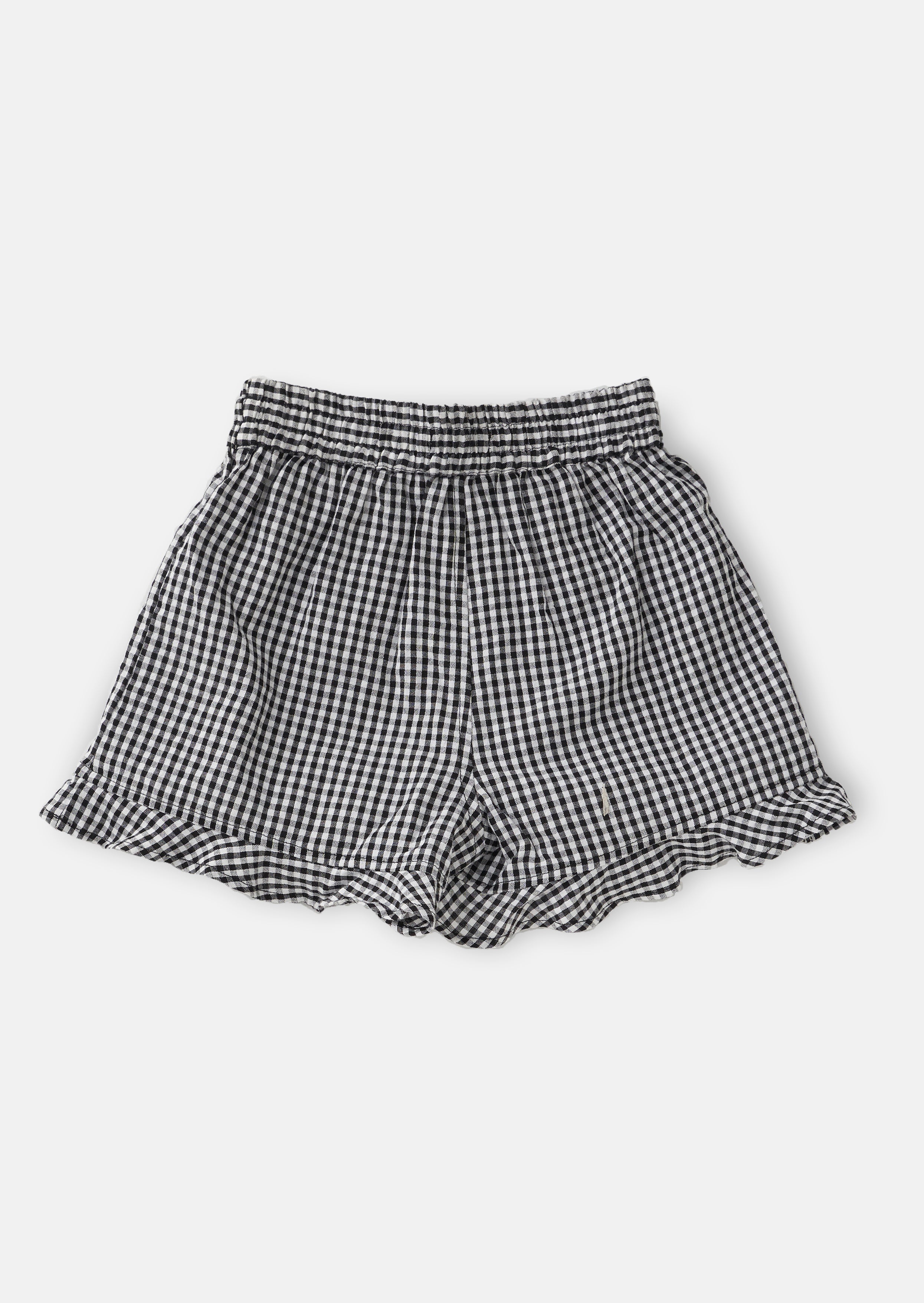 Girls Black and White Checked Shorts