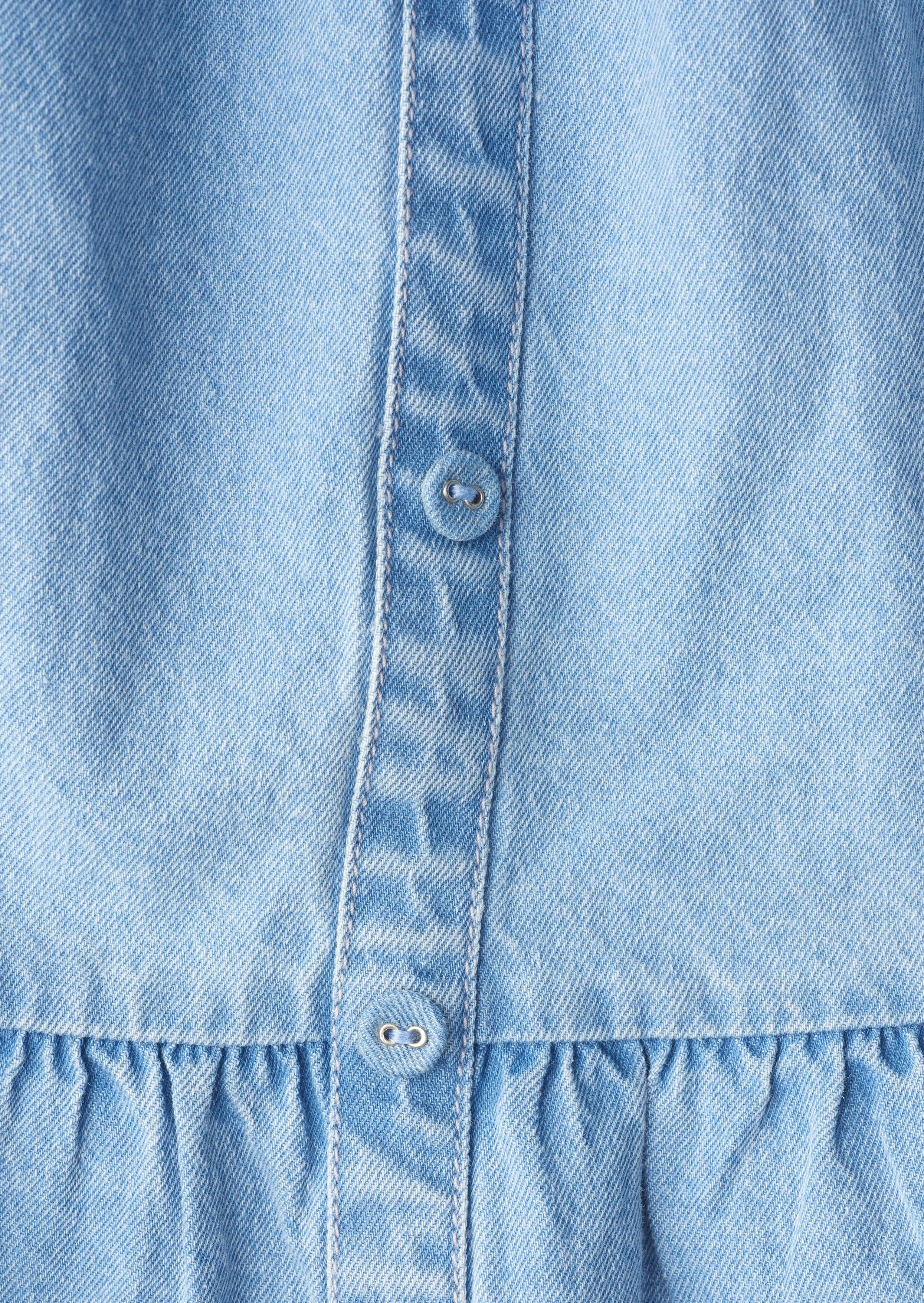 Girls Blue Shirred Waist Denim Skirt