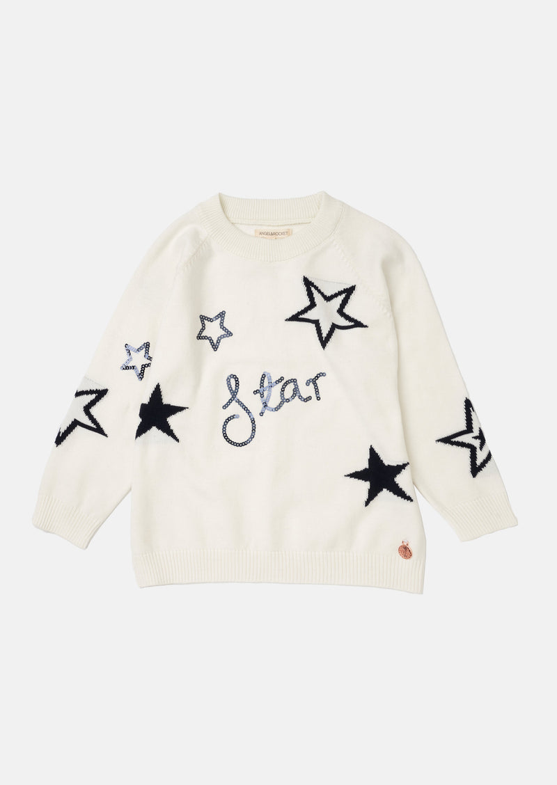 Girls Star Printed Grey Sweater